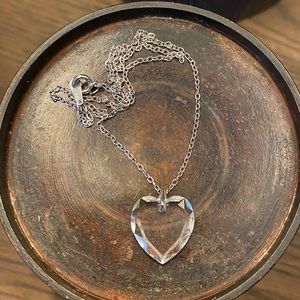 Sterling silver necklace with a clear heart charm